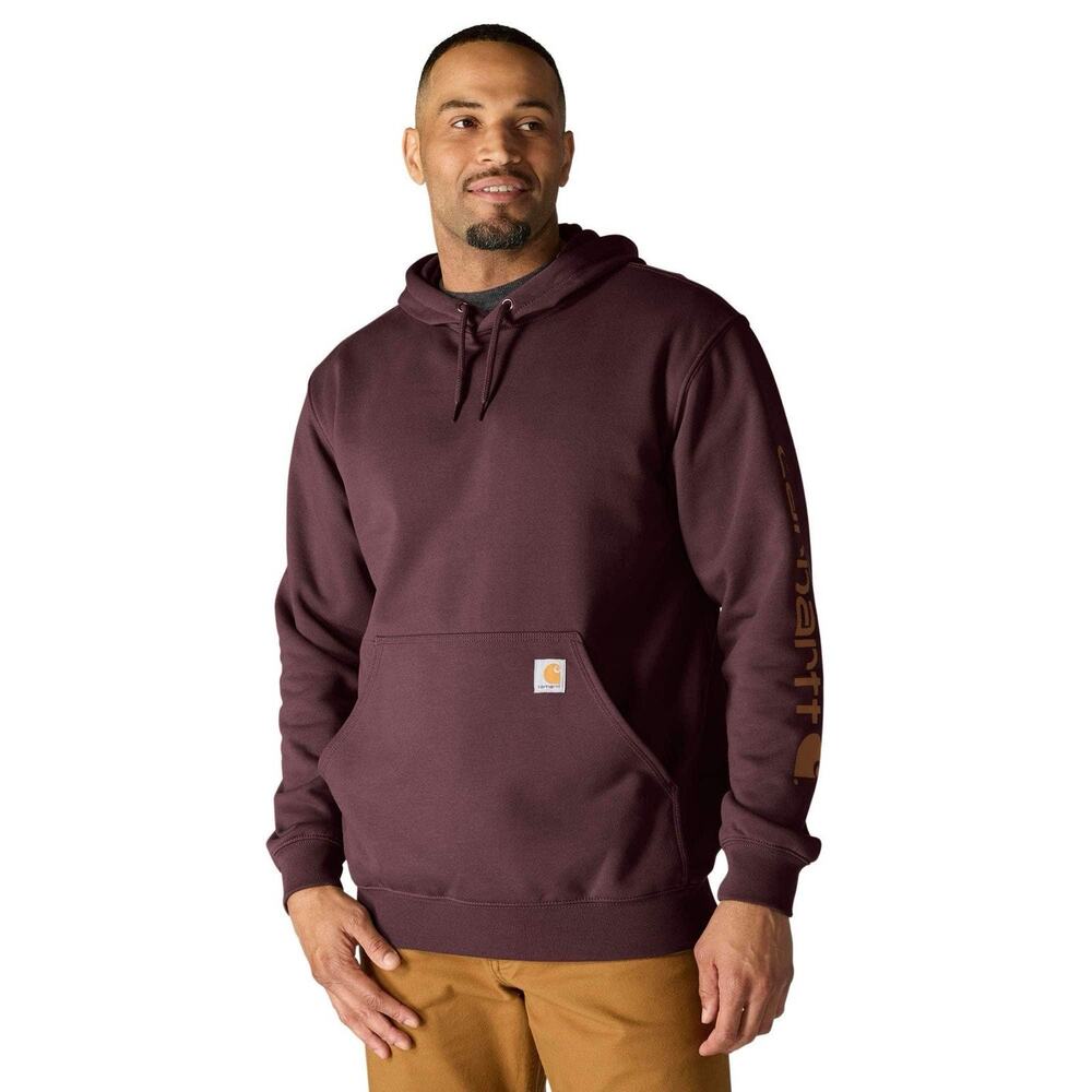 Carhartt Hoodie Mens Large Burgundy Loose Fit Midweight Workwear Sweatshirt NWOT
